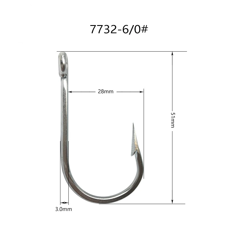 7732 High Quality Stainless Steel 4/0-12/0 Big Circle Fishing Hook Corrosion Resistance Barbed Tuna Hook Marine