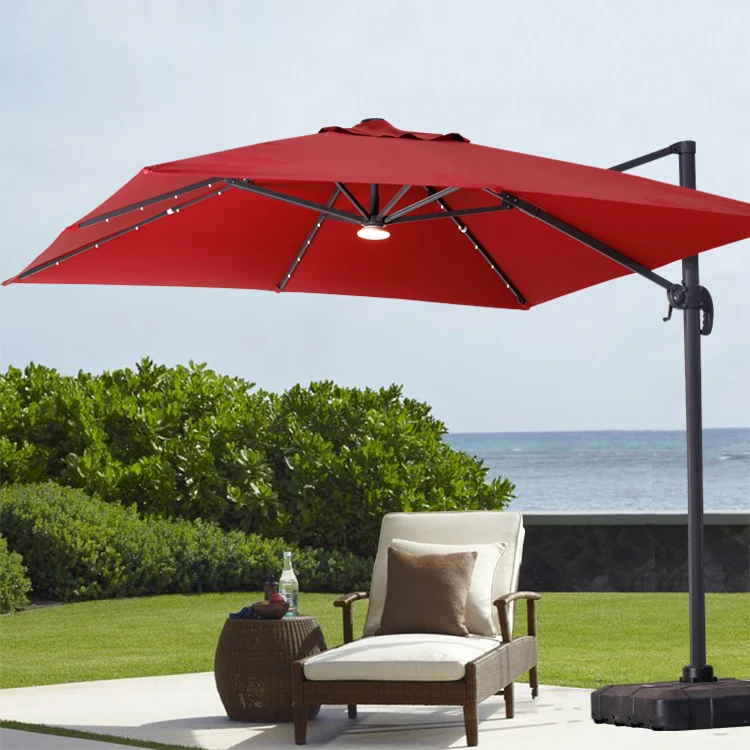 Outdoor Deluxe 3*3M Square Type Garden Roman umbrella with led light