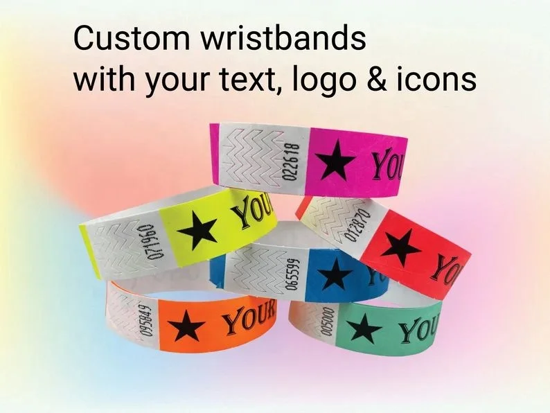 Disposable bracelet nfc solid color 20mm synthetic paper wristbands rfid  KTV ticket bar identification paper band