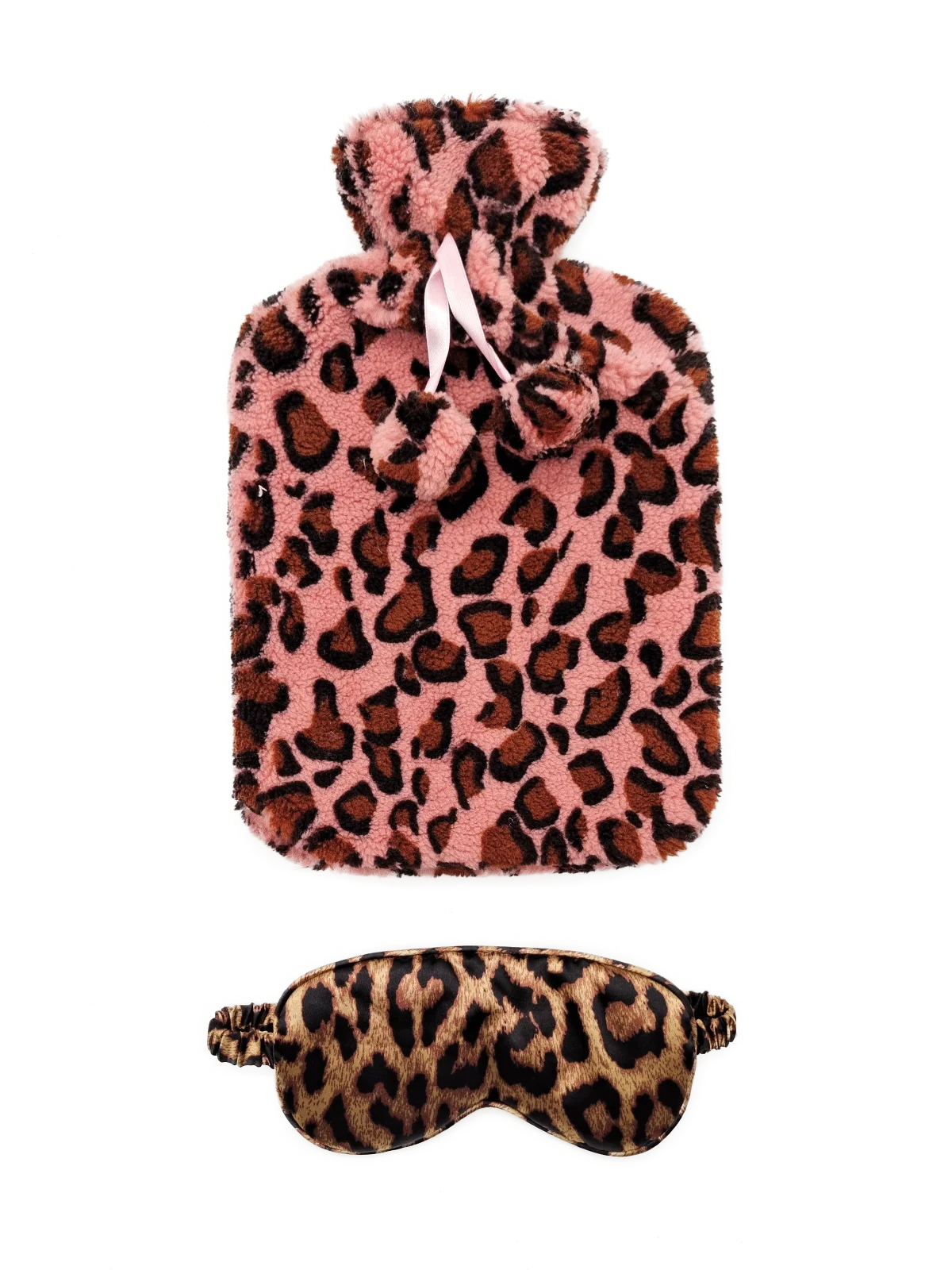 Modern Soft Eye Mask and Rubber Hot Water Bottle with Rabbit Fur Cover Gift Sets