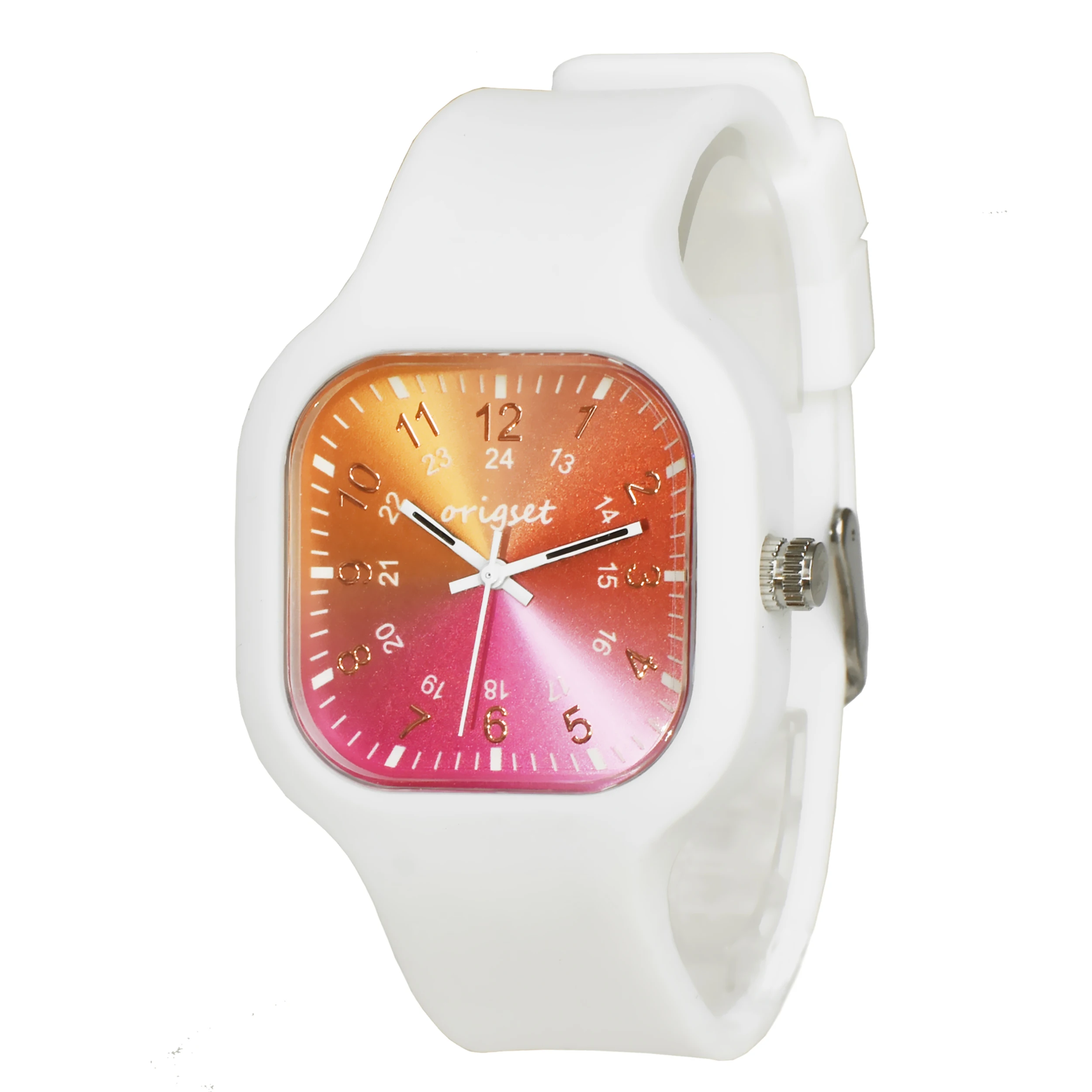 New Design White Sports Quartz Watch with Jelly Silicone Band Color Dial Custom Logo Printing Hot Sale Dial Diameter nurse watch