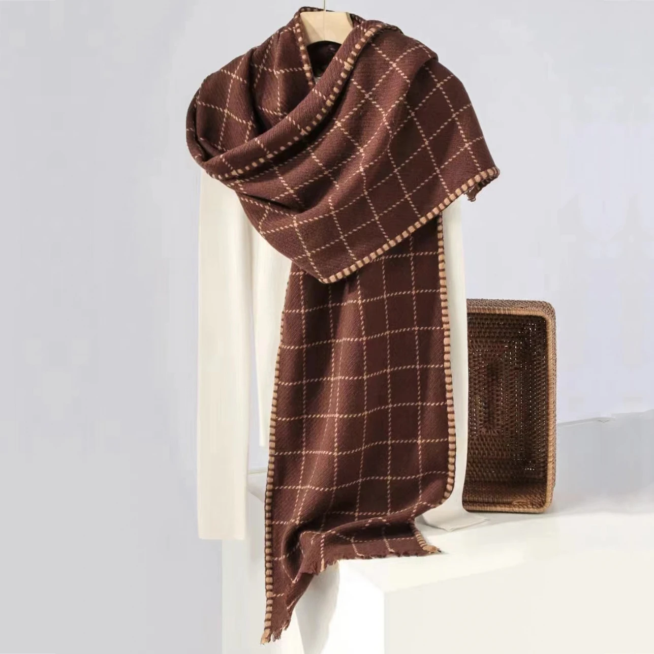 Inner Mongolia 26s 40*190cm Winter Thick Men Women 100% Wool Scarf