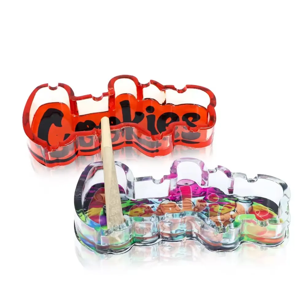 Custom Logo Led Acrylic Plastic Ashtray Portable Resin Ashtray for Smoking Accessories