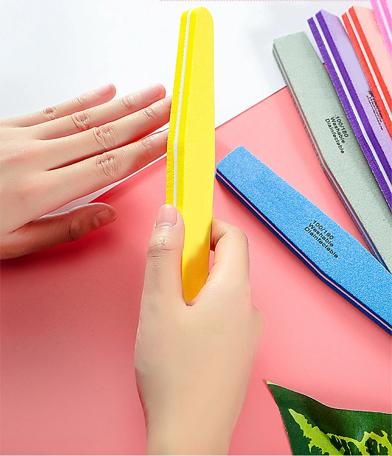 High Quality Washable Double Sided File Nail Manicure Pedicure Tool 100/180 Grit Board Sponge Emery Board Nail Files