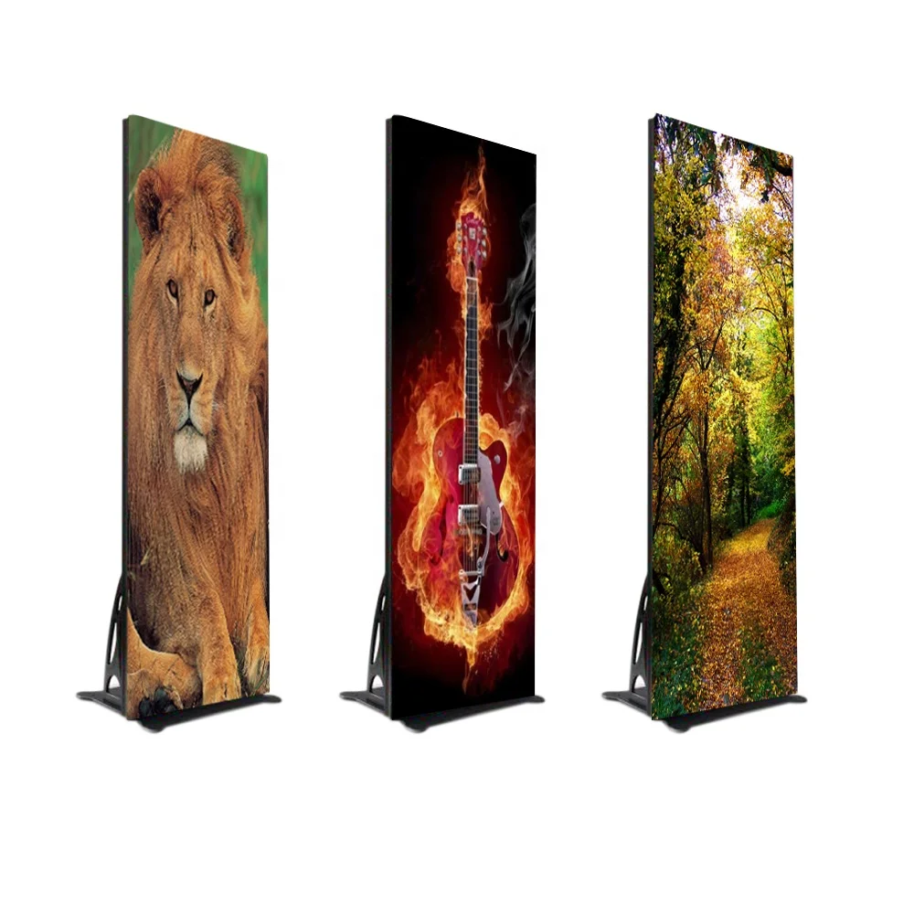 Indoor portable led mirror screen floor standing advertising P2.5 HD LED poster