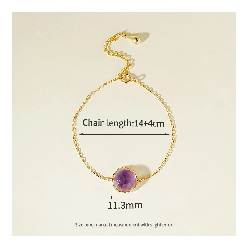 free video and picture S925 Sterling silver natural crystal bracelet Simple fashion bracelet custom main stone