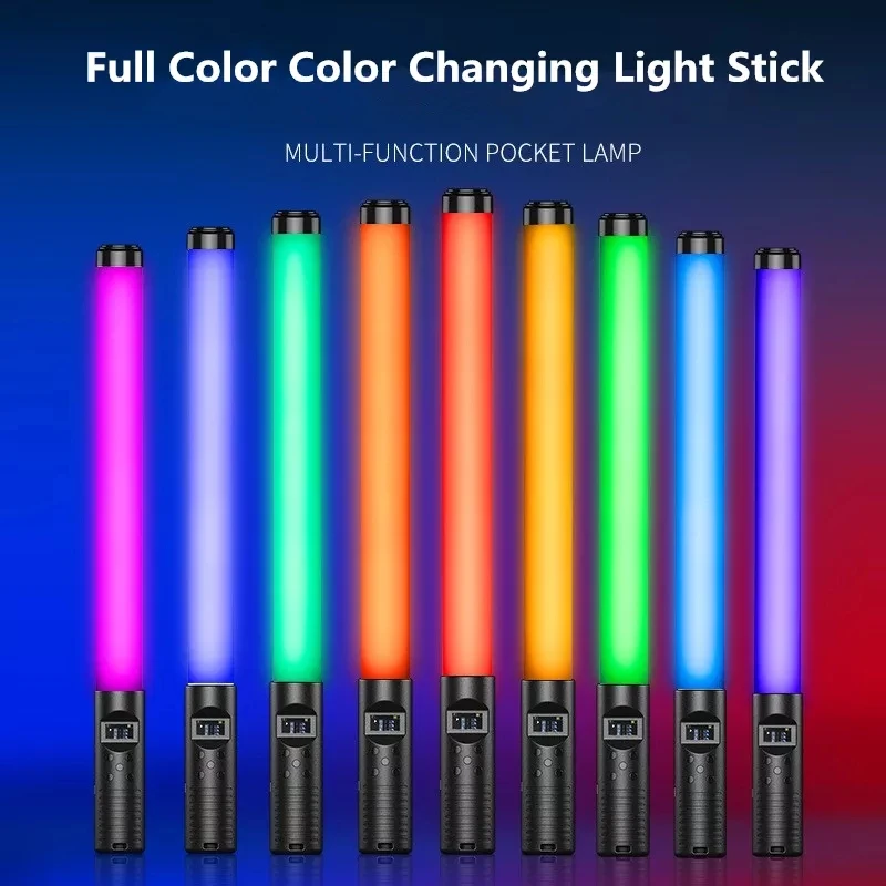 New Handheld Rgb Led Video Light Photo Studio Accessories 360 Degree Full Colorful Selfie Stick Light