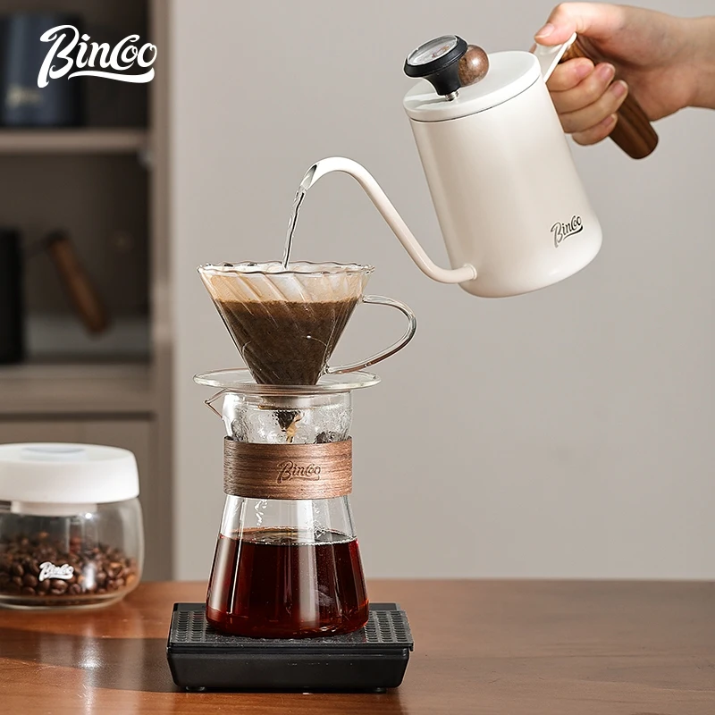 BINCOO Glass Coffee Dripper Set Hand-pour Coffee Pot Set Hand-pour Pot Filter Cup V60 Sharing Jug Glass Brewing Cup 500ML/600ML