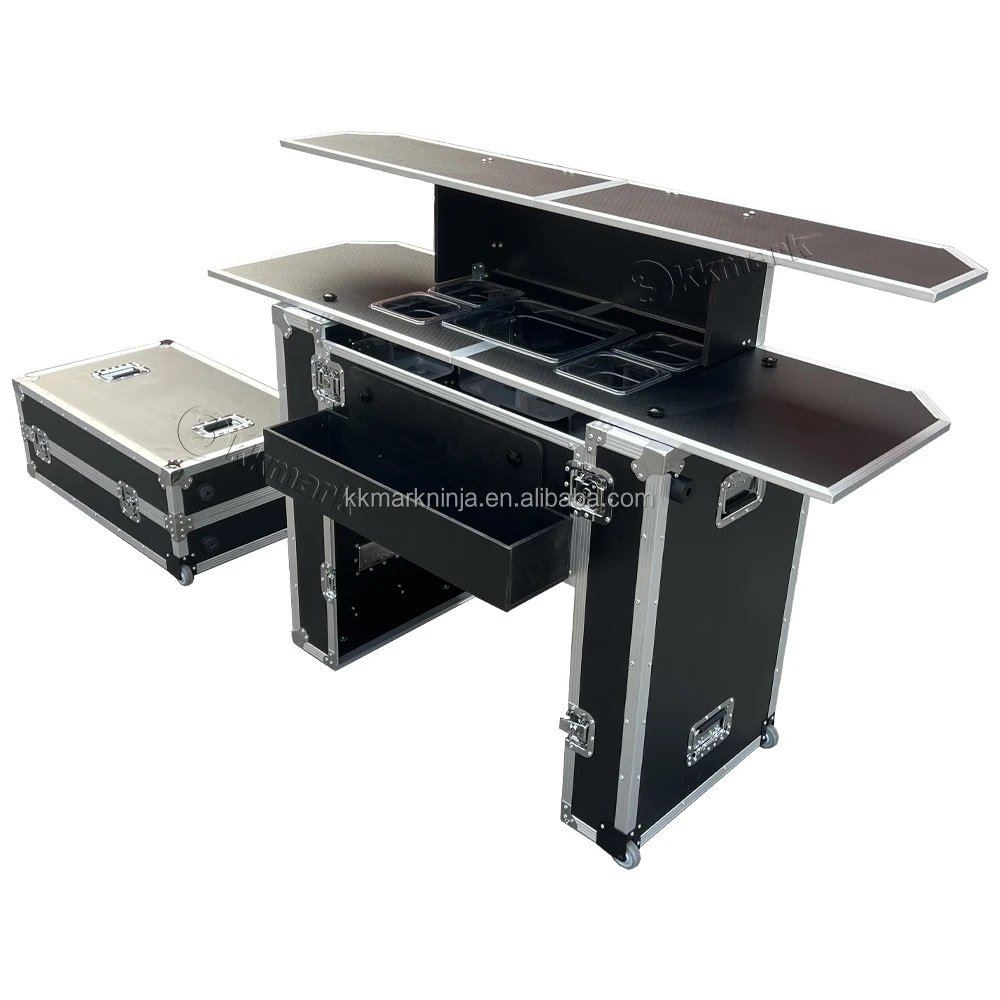KKMARK Customized Detachable Mobile Bar Flight Road Case - Portable Rolling Bar Case for Events, Weddings, and Outdoor Parties
