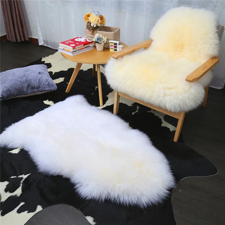 Wholesale Fluffy Long Hair Acrylic Artificial Wool Suede Fabric Rug Mat Sheepskin Faux Fur Carpet