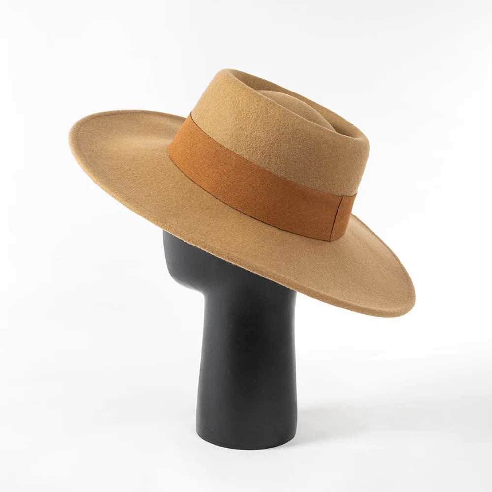 Wholesale High Quality Australian Wool Wide Stiff Brim Felt Pork Pie Hat For Men Women