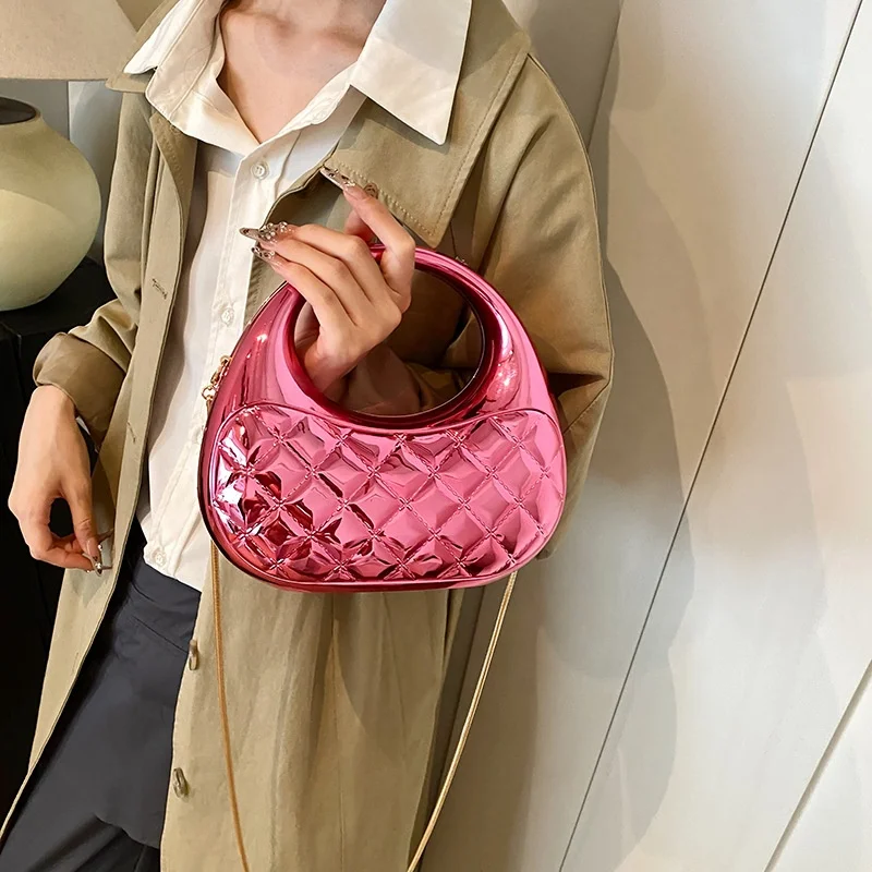 Fashion Women Acrylic Clutch Purse Half Moon Woman Bag Chain Shoulder Evening Handbag for Wedding Ladies Gold Moon Sling Purses