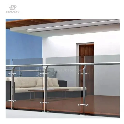 Sanjing stainless steel pipe railing balcony grill design glass fence