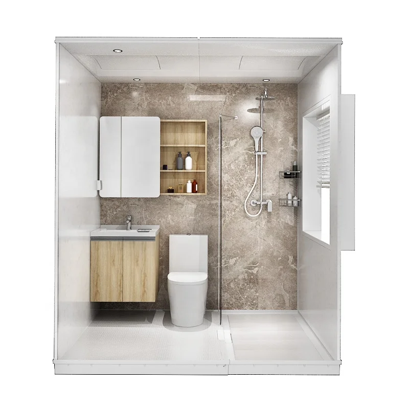 Integrated design for quick installation of prefab bathroom pod with toilet for hotel projects