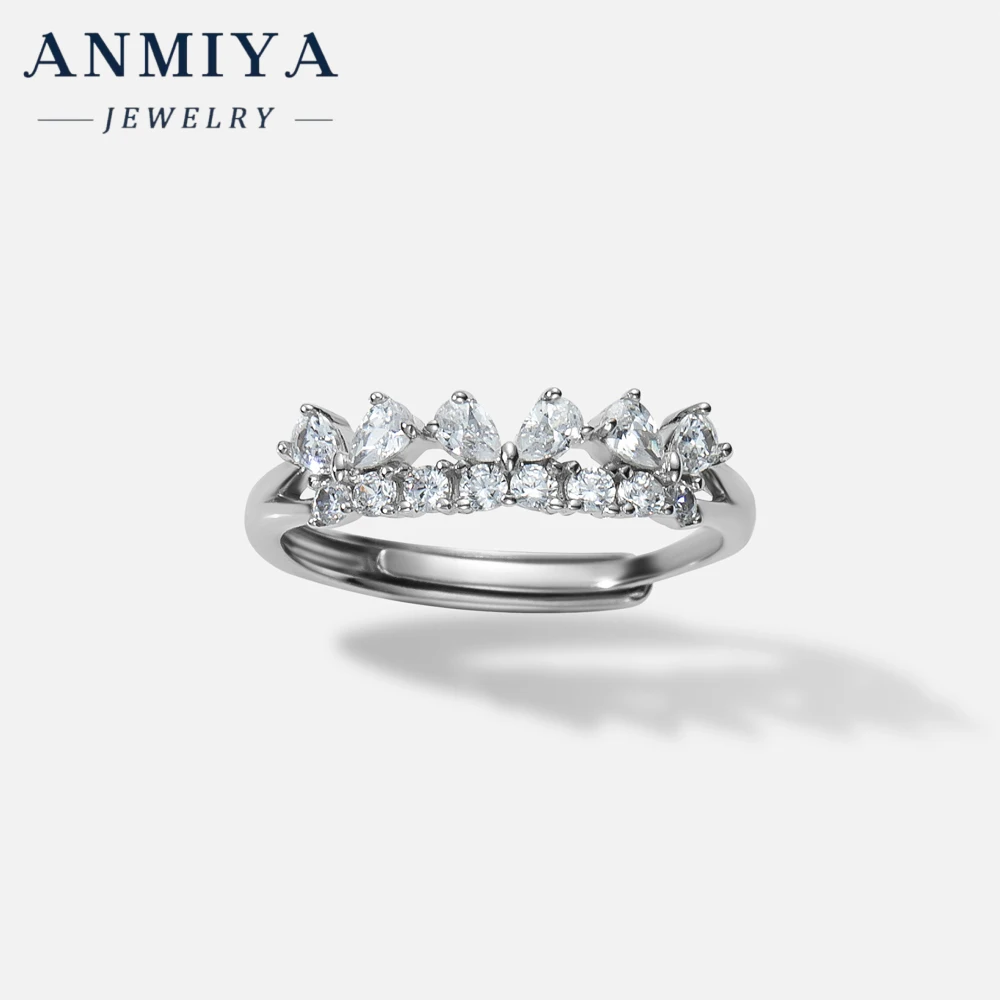 ANMIYA Custom Fashion Diamond Crown Ring 925 Sterling Silver Advanced Snake Shape Cubic Zirconia Fine Jewelry Ring For Women