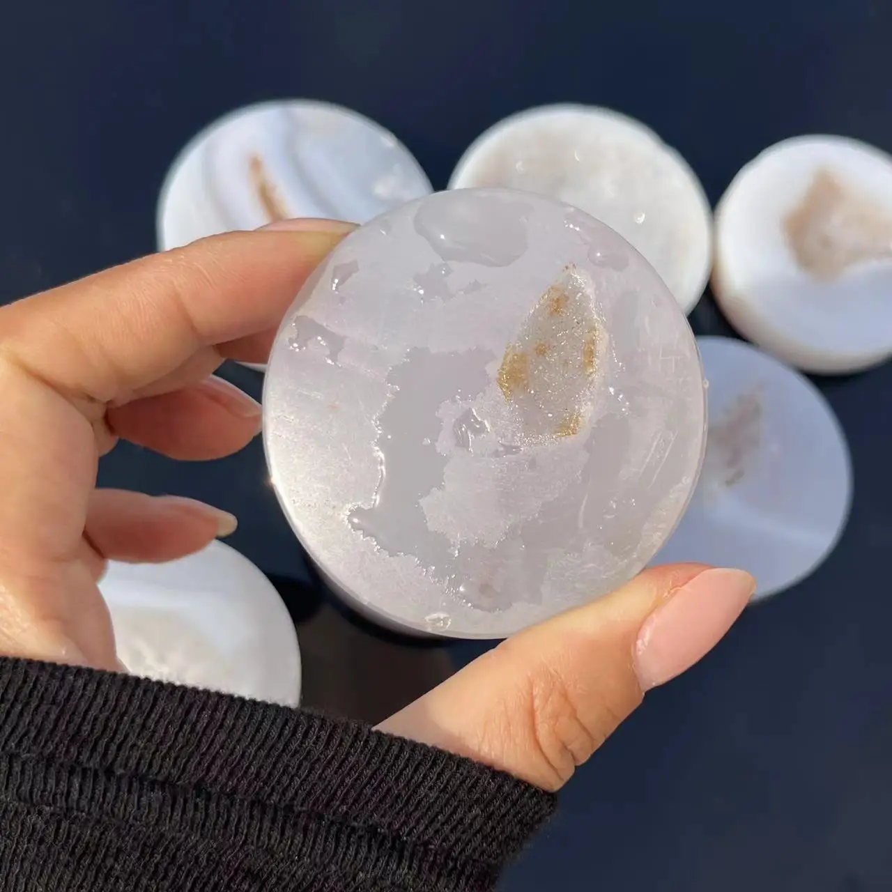 1pc agate with druzy round slabs for sale natural crystal agate coaster best decoration agate coaster DIY