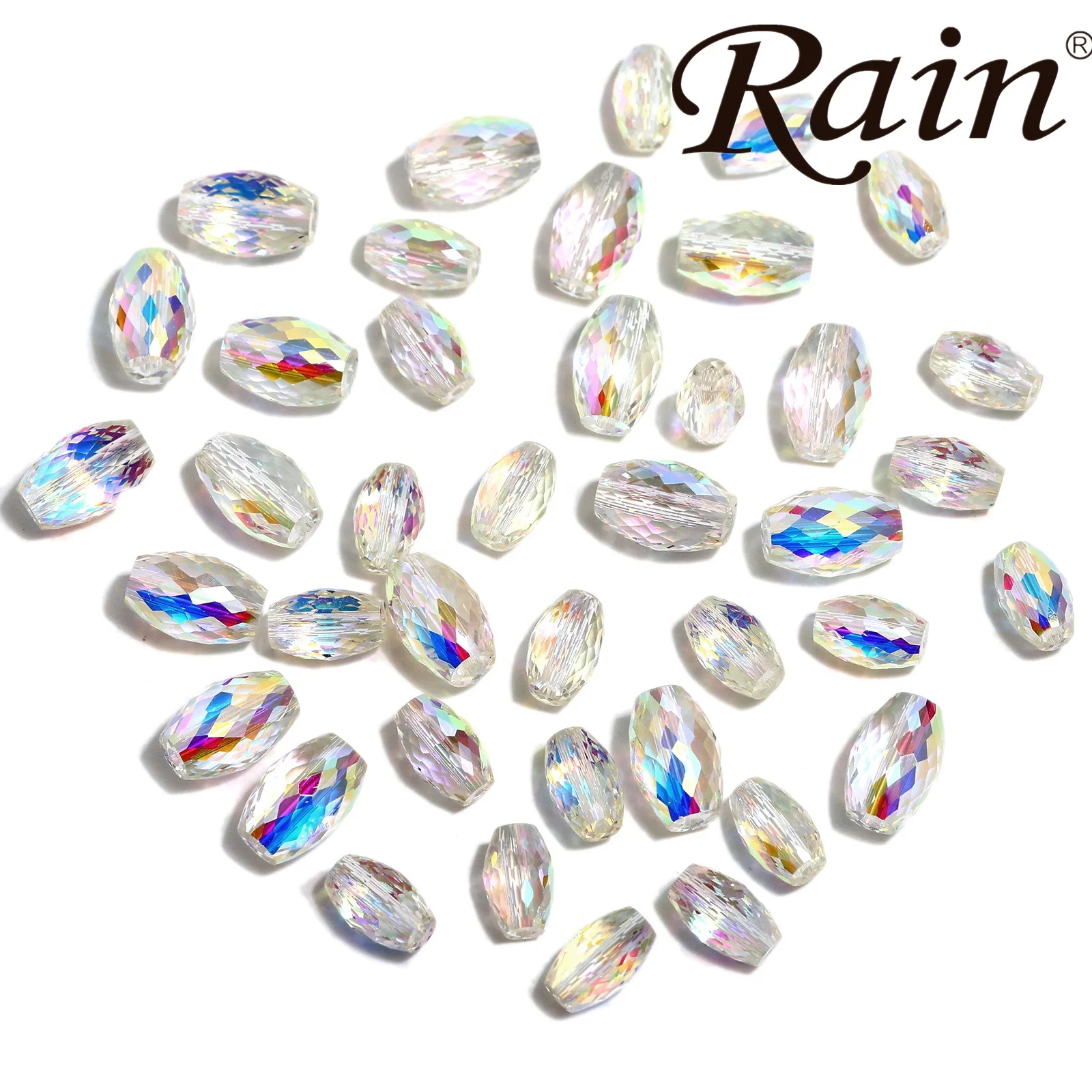 Rain Glass AA Crystal AB Glass Waist Drum Hexagonal Shape Crystal Beads For Jewelry Making Wedding Dress
