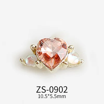 Wholesale Newest Love Heart Shape Nail Rhinestone  Red Pink Green Studs Diamonds Drills Alloy Manicure DIY Deco Tools