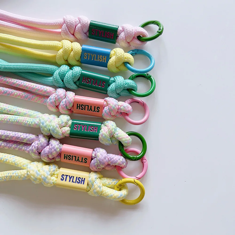 Colorful Braided Short Nylon Strap Keychain For iPhone Phone Chain Charm Bag Key Lanyard Hanging Cord Rope Keychains Jewelry
