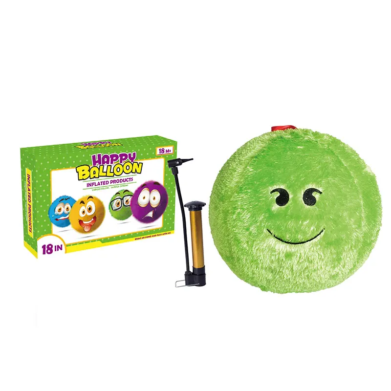 Kids 18 inch Expression Bouncy Ball Toy Inflation Ball Plush with pump