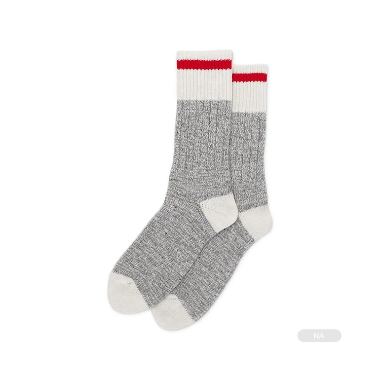 Серые шерстяные носки в красную полоску JL- K579