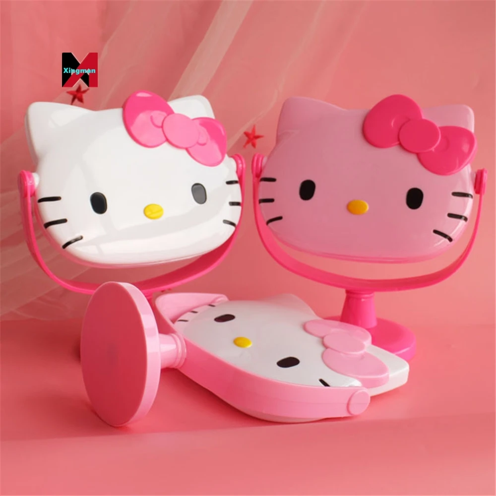 Wholesale Kawaii helloed a Kitty Desk Single Sided Rotating Princess Student Makeup Mirror Portable