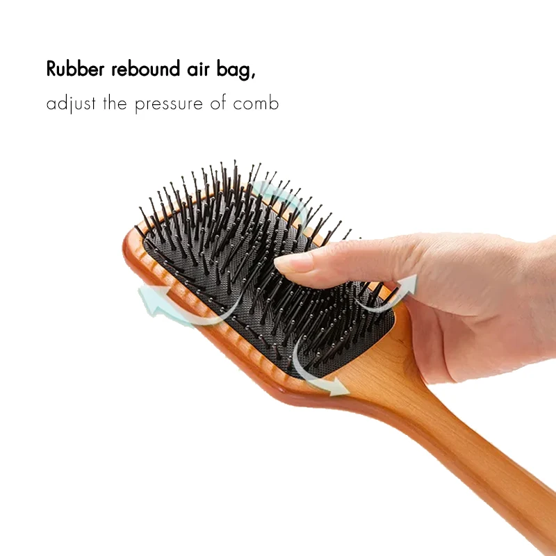Natural Wooden Bamboo Brush and Detangle Instead of Brush Massage Scalp Cleaner Tool Eco Friendly Paddle Hairbrush for Women Men