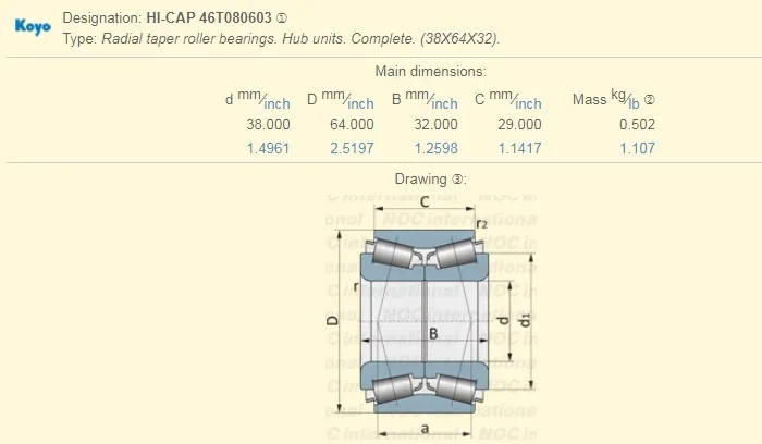 HI-CAP 46T080603 автозапчасти подшипники задних колес OEM №: 90043-66023 38X64X32mm двухрядные