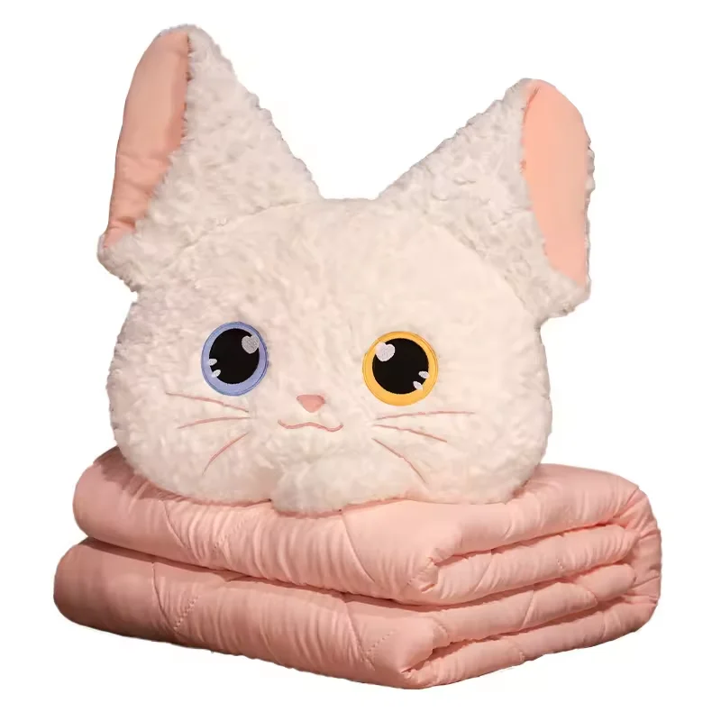 40CM Devon Rex Black white cat cushion pillow 2-in-1 blanket Car Summer thin warm quilt Stuffed & Plush Toys