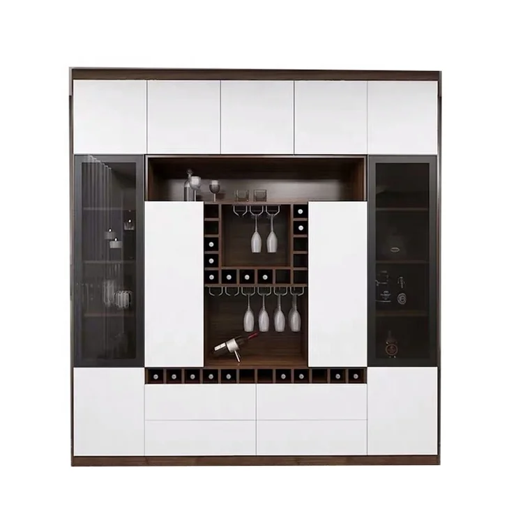 Cheap MDF modern design wooden living room furniture storage bookcase wine cabinet kitchen