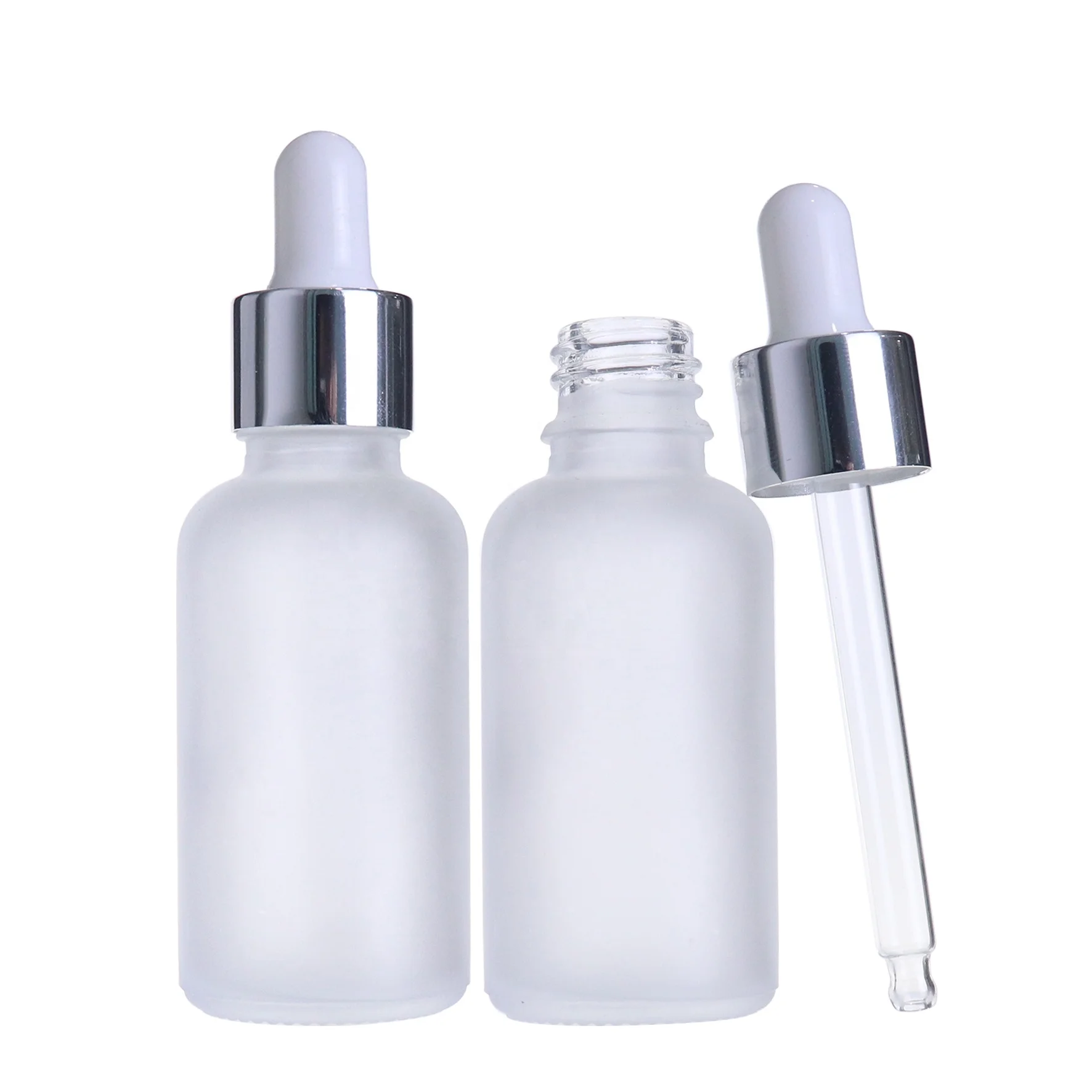 Wholesale dropper bottle for hair oil 30ml 1oz frosted white attar glass vials with gold cap for cosmetics package