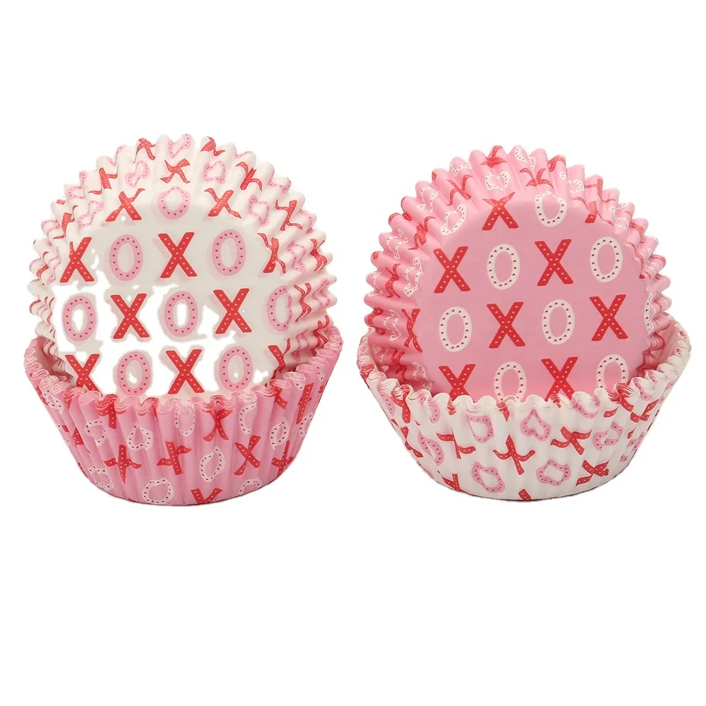 Китайские высококачественные подкладки для капкейков с принтом РОЗОВОГО СЕРДЦА для украшения Дня Святого Валентина или свадебной вечеринки