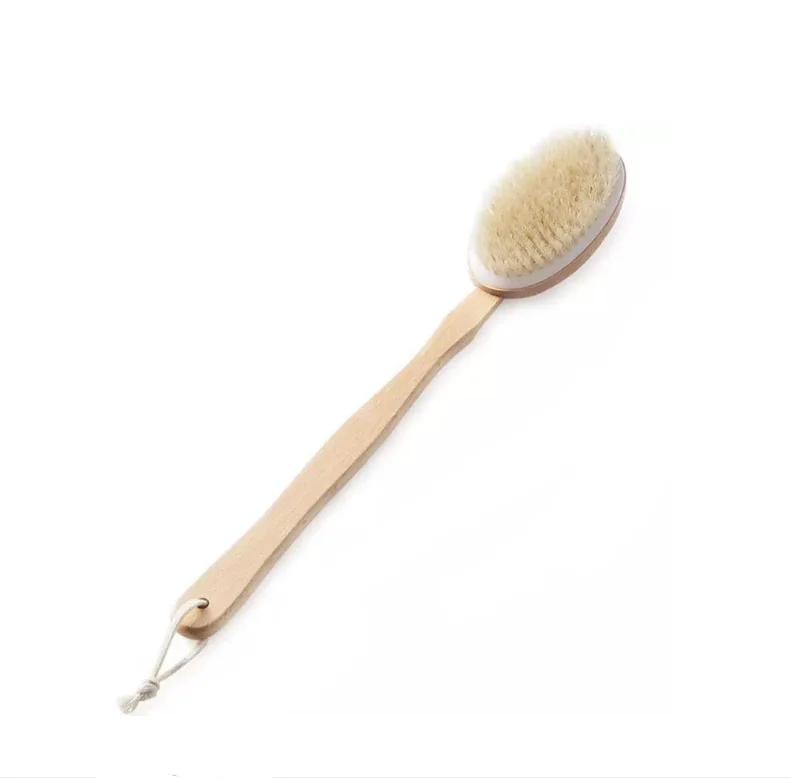 Натуральная овальная Роскошная щетина кабана отшелушивающая деревянная щетка для тела сухой