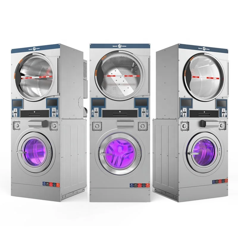 20kg large capacity professional commercial coin operated stack washer dryer laundry machine