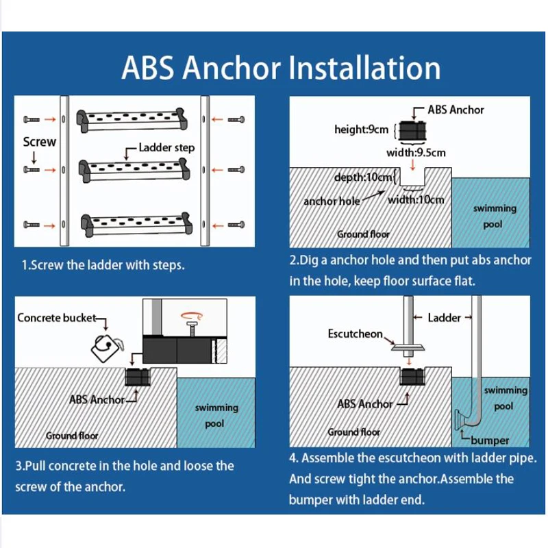 304/316 Stainless Steel 2/ 3/ 4/ 5 steps Swimming Pool Ladder for swimming pool equipment and accessories