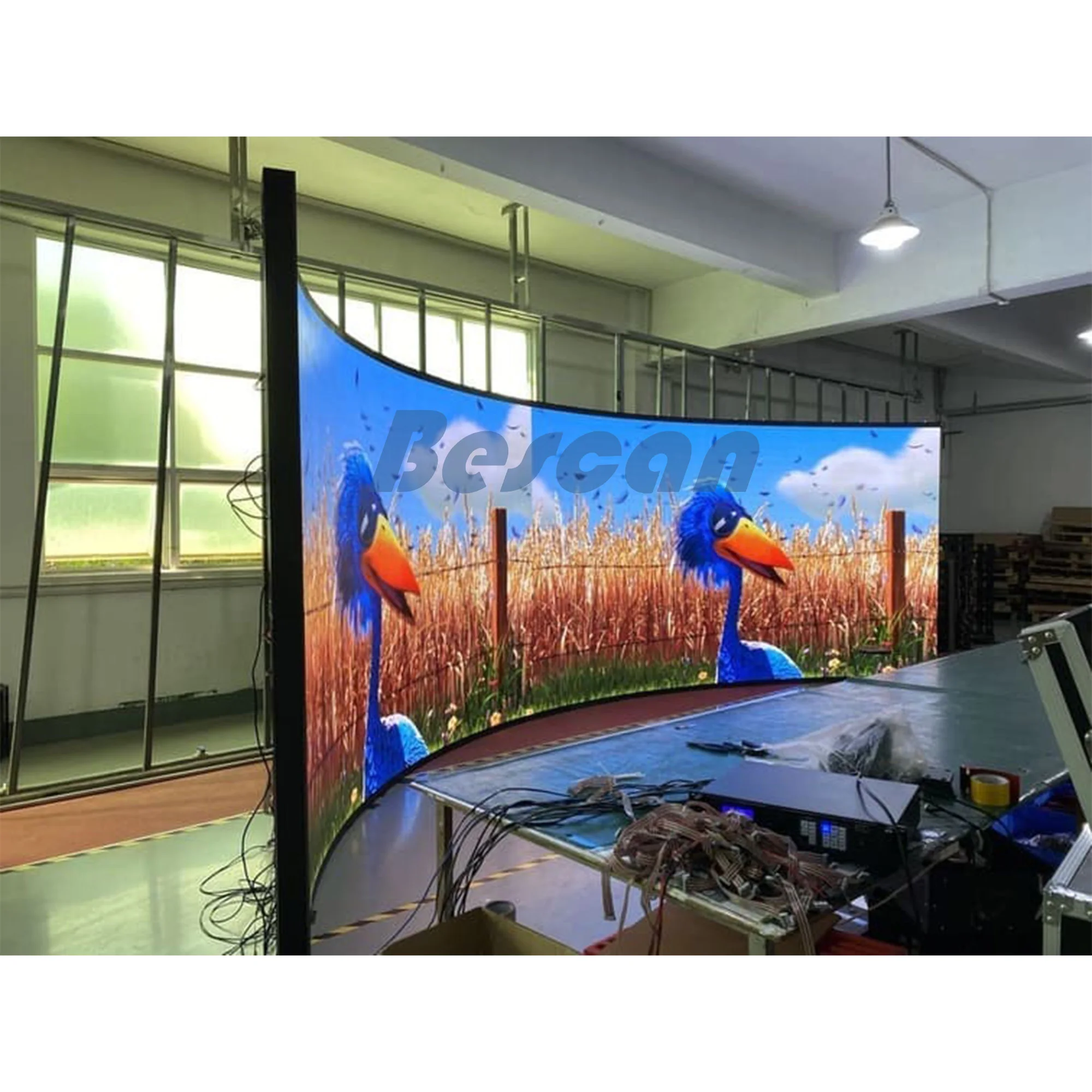 BESCAN display cabinet rental p3.91 curved jumbotron led video screen Curtain digital advertising curved flexible customized