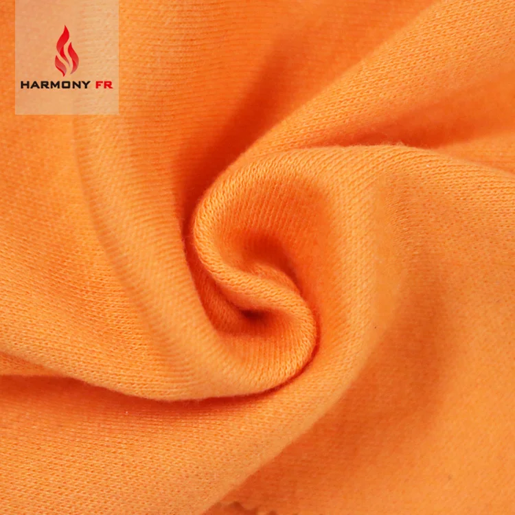 Orange Color 6.5oz Cotton Modacrylic Blended FR Fire Proof Knitted Inherently Flame Retardant Antistatic Interlock Fabric