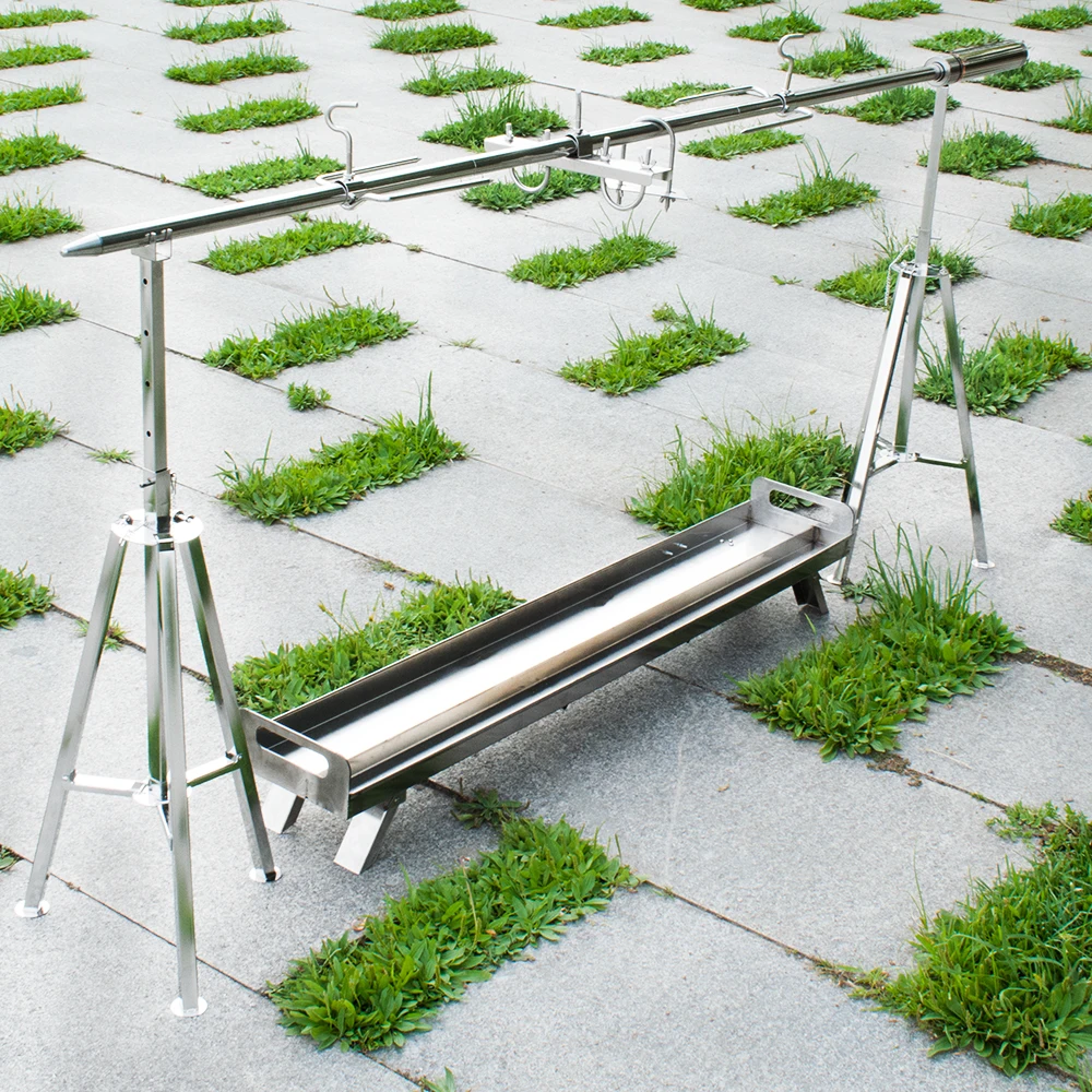 Outdoor Kitchen BBQ Grills Barbecue Camping Grill Portable Tabletop Charcoal Smoker Rack Trolley Motor Stainless Steel