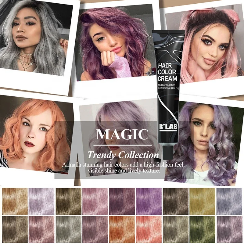 Private Label Natural Hair Color Cream Hair Dye for Professional Salon Semi Permanent Blue Low Ammonia Organic Hair Dye Cream