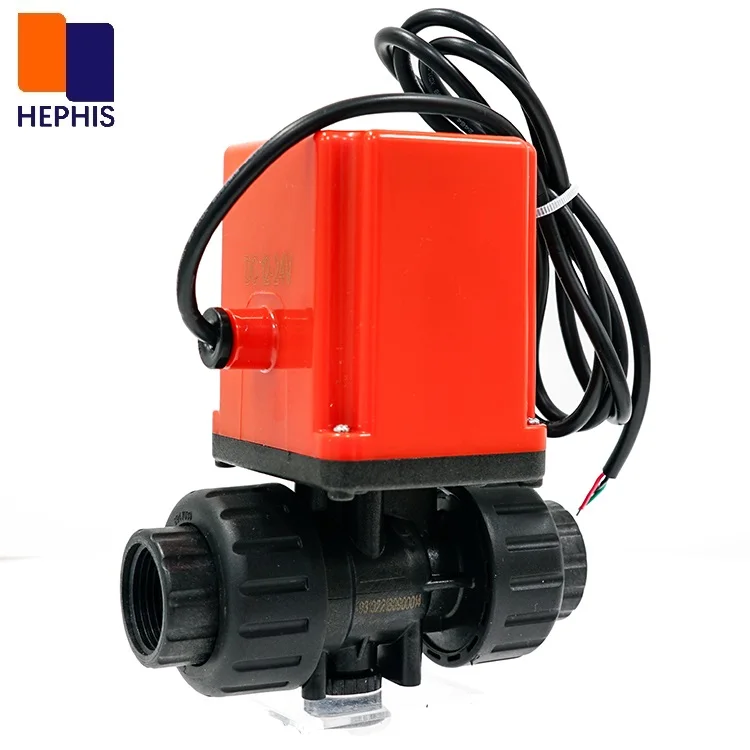 Hephis PVC Electric Ball Valve 2 /3 Ways Electric Ball Valve Plastic Actuator Control Valves For Chemical Electric Actuated Ball