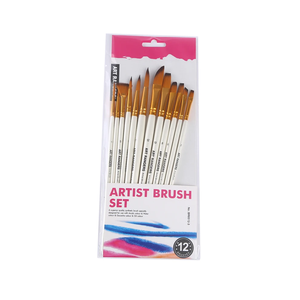 Art rangers artist brush set 12pcs acrylic watercolor gouache oil painting.