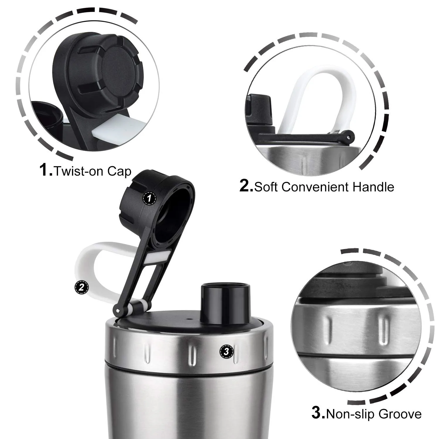 Double wall insulation 304 stainless steel vacuum flask exercise fitness protein shaker bottles water jug