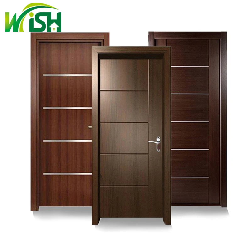 Modern Solid Wood Door Mdf Fire Prevention Interior Doors Flat Carving Sound Insulation Finish Wooden Door