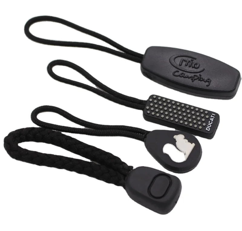 
 Высокое качество пользовательский тисненый логотип ПВХ резиновая молния тянуть для одежды  