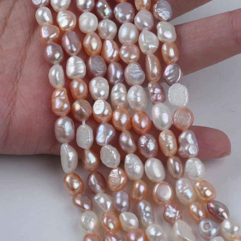 Zhuji 6-7mm White Pink Purple Natural Freshwater Baroque Shape Pearl Stand For Sale