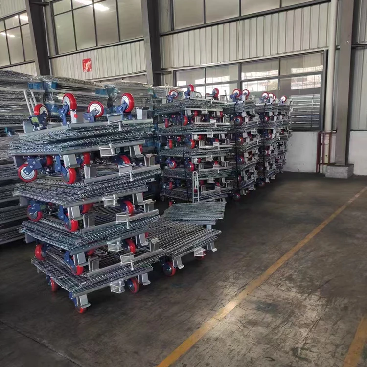 Foldable Collapsible Steel Metal Wire Mesh Logistic Transportation Warehouse Storage Cage Pallet Containers