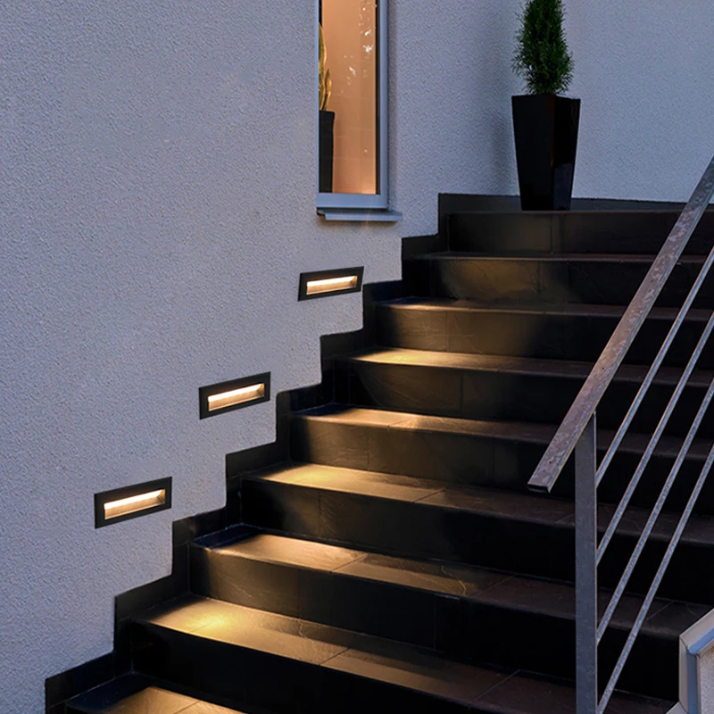 
3W Waterproof IP65 LED Step Light Aluminum Embedded Staircase Led Corner Light Indoor Outdoor Recessed Wall Stair Lamp Footlight 