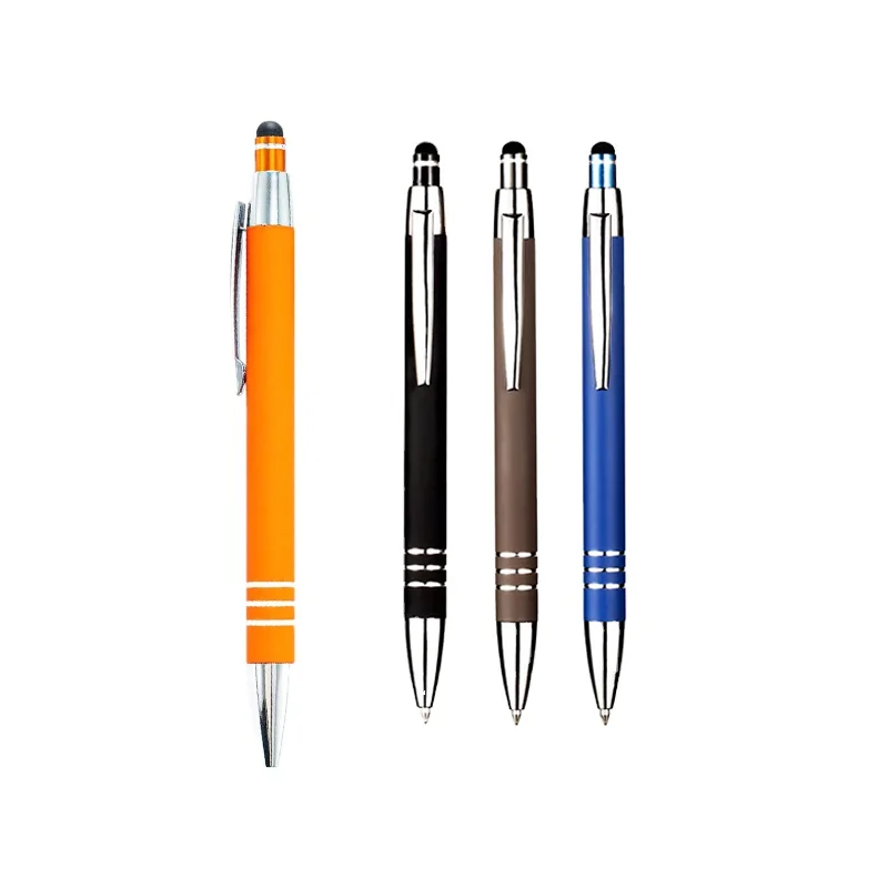2 in 1 promotional custom china wholesale metal stylus aluminum capacitive stylus pen with rubber coated