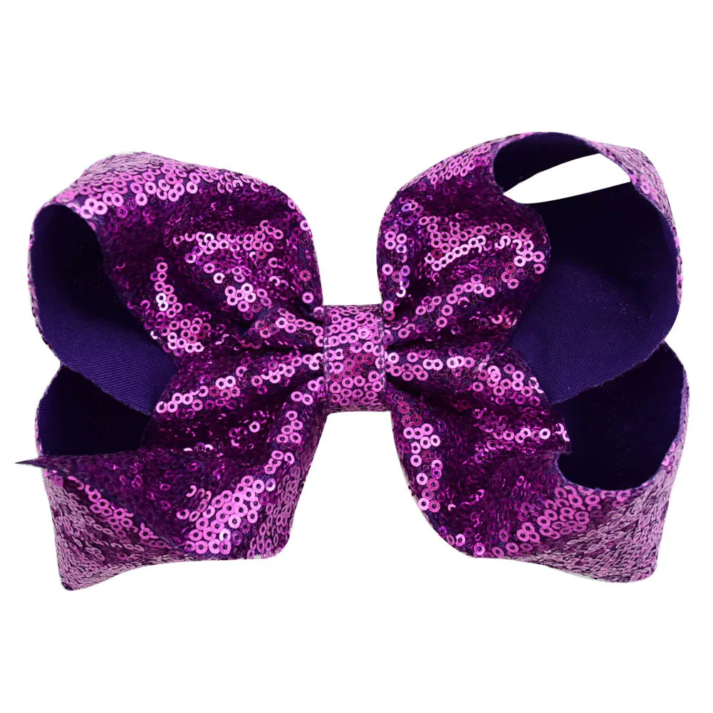 IFOND Baby 8 Inch Hair Bows Sparkly Glitter Sequin Bows Hair Clips For Toddlers Girls Rainbow Hair Accessories