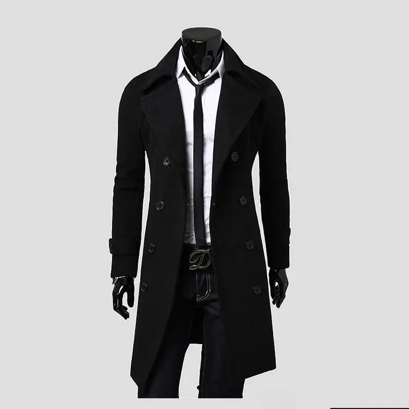 Hot Sale Men Long Trench Coat Single-breasted Cardigan Fashion Casual Men Coat